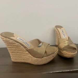 COPY - Jimmy Choo Gold Wedge Espadrilles Size 38